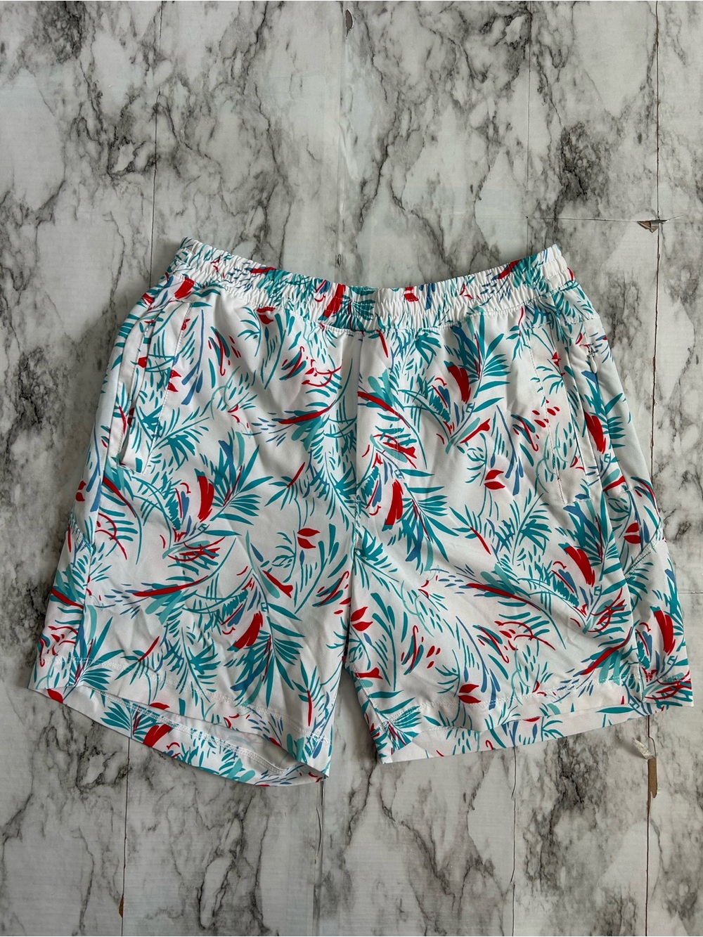Birddogs men’s size large swim trunks tropical drawstring waist lined 6” inseam